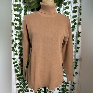 Marled Tan Women's Turtleneck Sweater